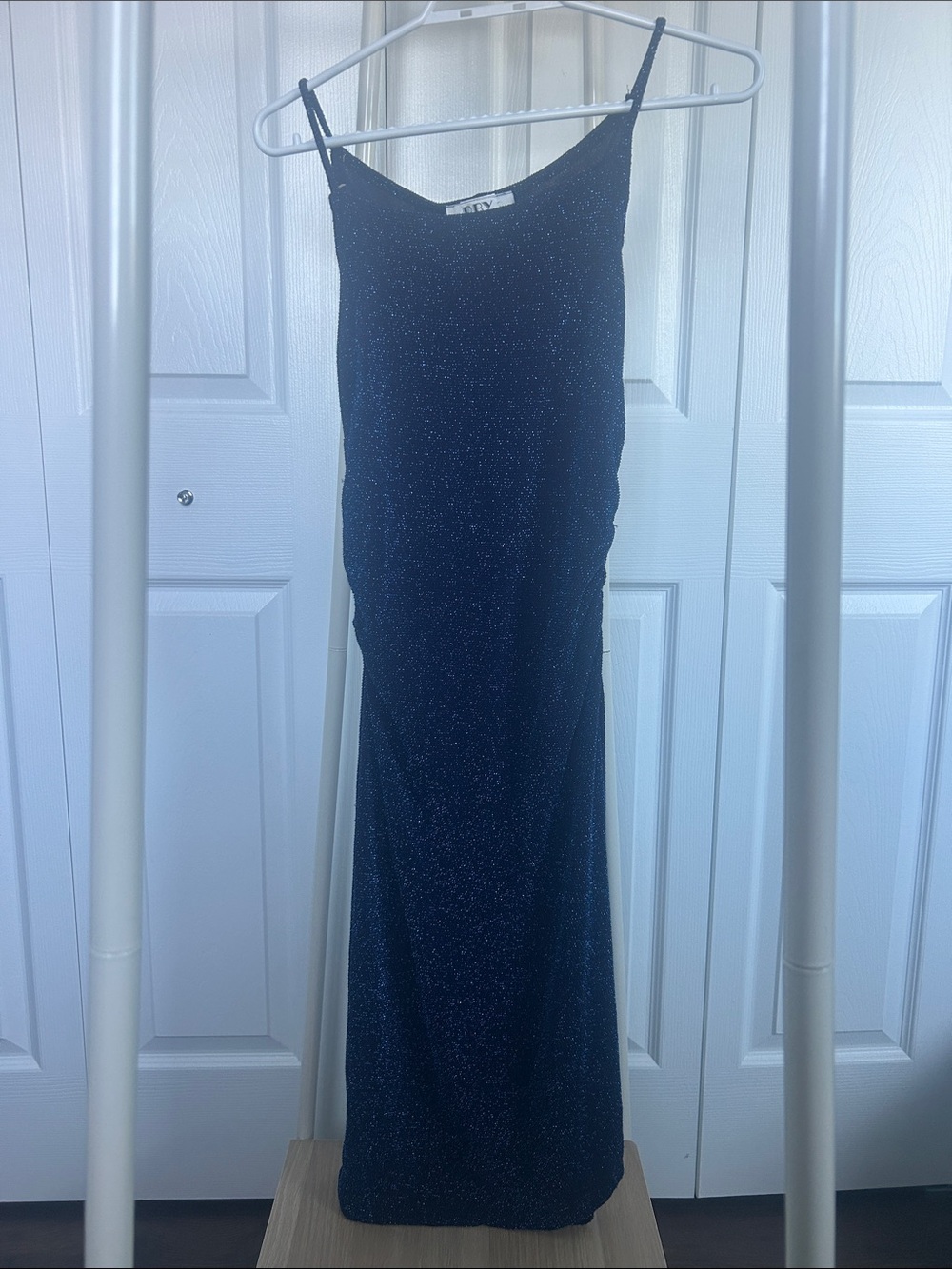 D.B.Y. Ltd Sleeveless Navy Blue and Bright Blue  Sparkle Midi Dress